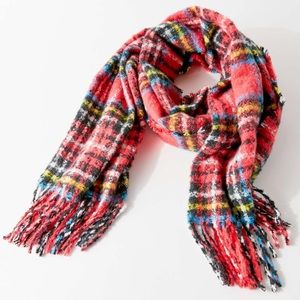 Urban outfitters plaid fuzzy scarf